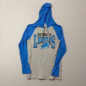 CSA Detroit Lions Hooded Shirt Men's Medium Gray Blue Pullover Football Hoodie